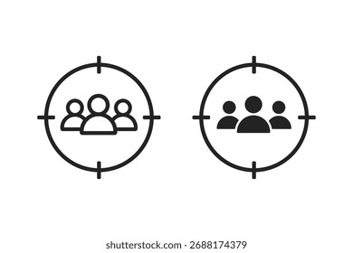 Zielgruppe-Symbol. Fokusgruppensymbol Zentraler Verbraucher oder Käufer. Zielclient suchen.