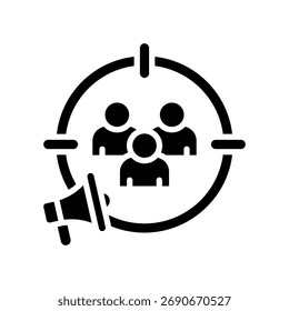 Ilustração do vetor de glifos do ícone do público-alvo