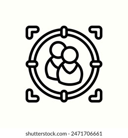 icono de audiencia de destino, icono de línea aislada
