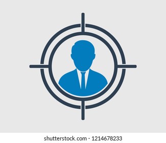 Target audience icon on gray background. Flat style  vector eps.
