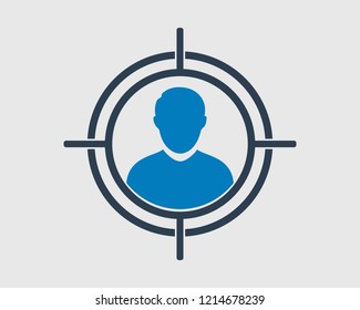 Target audience icon on gray background. Flat style  vector eps.