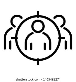 Target audience icon. Outline target audience vector icon for web design isolated on white background