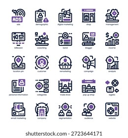 Zielgruppe Icon-Paket für Ihre Website, Ihr Handy, Ihre Präsentation und Ihr Logo-Design. Zielgruppe Symbol Doppelton-Design. Vektorgrafik-Illustration und bearbeitbarer Strich.