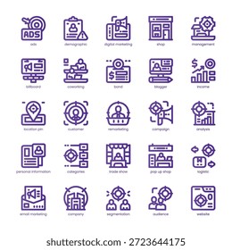 Zielgruppe Icon-Paket für Ihre Website, Ihr Handy, Ihre Präsentation und Ihr Logo-Design. Zielgruppe Symbolzeile Grundfarbdesign. Vektorgrafik-Illustration und bearbeitbarer Strich.