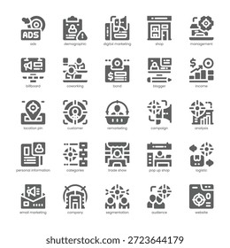 Zielgruppe Icon-Paket für Ihre Website, Ihr Handy, Ihre Präsentation und Ihr Logo-Design. Zielgruppe Symbol solides Design. Vektorgrafik-Illustration und bearbeitbarer Strich.