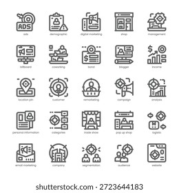 Zielgruppe Icon-Paket für Ihre Website, Ihr Handy, Ihre Präsentation und Ihr Logo-Design. Gliederungsentwurf für Zielgruppe-Symbol. Vektorgrafik-Illustration und bearbeitbarer Strich.