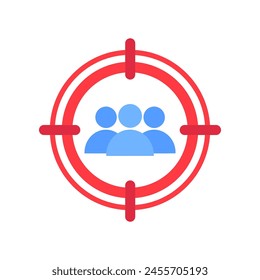 Target audience icon. Public focus group. Research audience, strategy, marketing, networking concept. Flat vector people character design illustration isolated on white background.