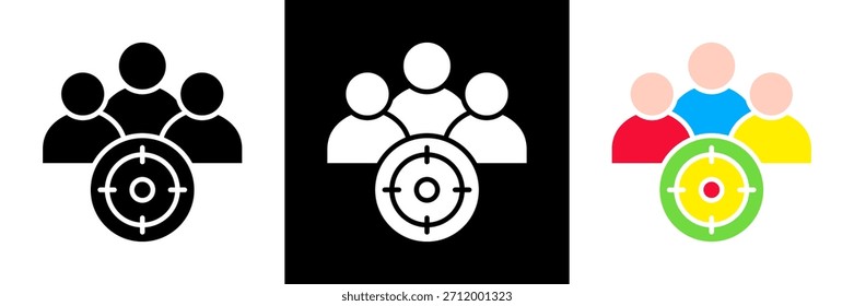Ícone do público-alvo definir Ilustração do vetor de glifo