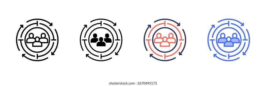 Conjunto de iconos de audiencia objetivo colección de estilos múltiples