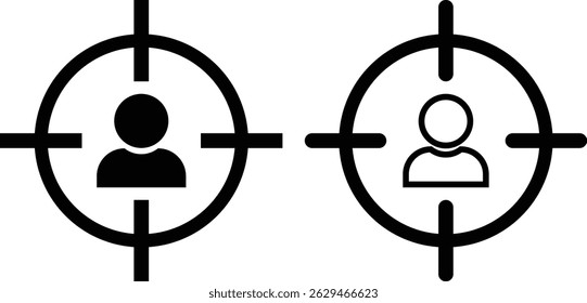 target with audience icon set. targeting modern icon. two people are in crosshairs. vector eps10 easy edit. 
