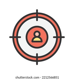 Zielpublikum-Symbol, Vektorbild. Kann auch für Digital Marketing verwendet werden. Geeignet für mobile Apps, Web-Apps und Printmedien.