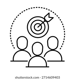 Icono de audiencia objetivo: Gráfico de línea de Vector para conceptos de enfoque de marketing. Icono de audiencia objetivo, orientación de Clientes, análisis de audiencia, enfoque de mercado y estrategia de personalización.
