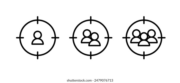 Target audience icon vector set. Outline business goal symbol