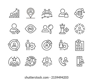 Target Audience Icons - Vector Line. Editable Stroke. 