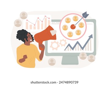 Target audience isolated concept vector illustration. Market segmentation, online digital markeing, media content campaign, user engagement and interaction, promotion channels vector concept.