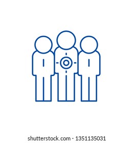 Target audience line icon concept. Target audience flat  vector symbol, sign, outline illustration.