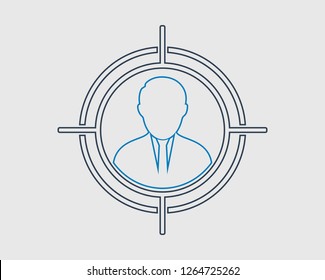 Target audience line icon on gray background.