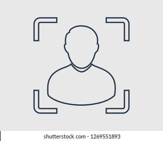 Target audience line icon on gray background.