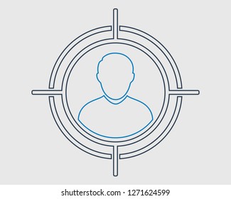 Target audience line icon on gray background.