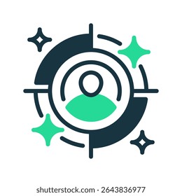 Ícone da linha do público-alvo, símbolo da estrutura de tópicos para foco no cliente, segmentação demográfica, percepção do usuário, segmentação comportamental e personalidade de marketing. Ícone de sinal vetorial.