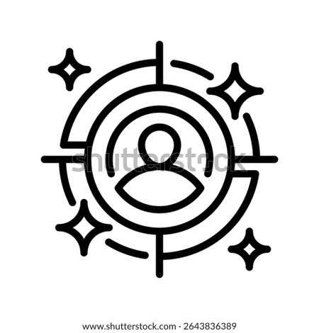 Target Audience Line Icon, Outline Symbol for Customer Focus, Demographic Segmentation, User Insight, Behavioral Targeting, and Marketing Persona. Vector Sign Icon.