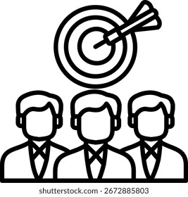 Público objetivo Línea Vector Icono Diseño