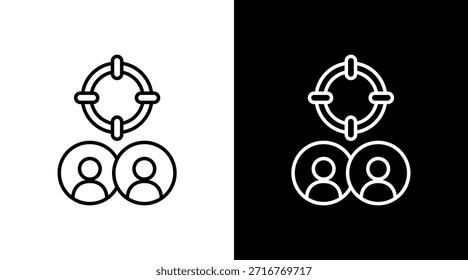 Design do conjunto de ícones brancos da estrutura de tópicos do público-alvo