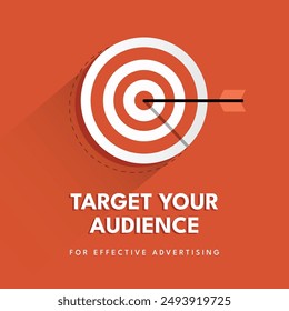 Target Audience Red Social Media Post for Advertising, Marketing and Finding the Right Audience. Vector Illustration Template.