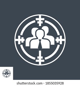 Target Audience Related Vector Glyph Icon. Isolated on Black Background. Vector Illustration.