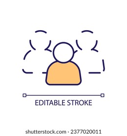 Target audience RGB color icon. Involve new customers. Users engagement. Potential consumers. Isolated vector illustration. Simple filled line drawing. Editable stroke. Arial font used