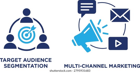 Target audience segmentation and multi-channel marketing strategy illustration vector
