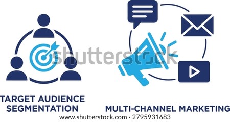 Target audience segmentation and multi-channel marketing strategy illustration vector