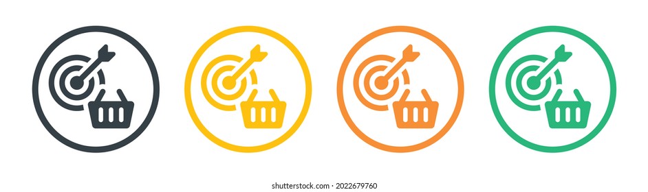 Target with basket icon symbol of customer target. Vector illustration.