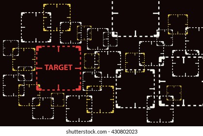 target are being watched , CCTV , Close Circuit Television watched sign  background vector 