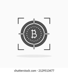 Target bitcoin glyph icon. Can be used for digital product, presentation, print design and more.