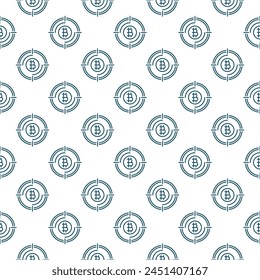 Target with Bitcoin sign vector Crypto Technology concept thin line seamless pattern svg