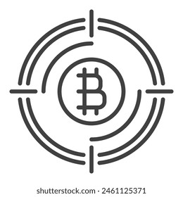 Target with Bitcoin sign vector Crypto Technology concept thin line icon or design element svg