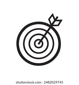 Target black icon goal mark arrow hit outline background design.