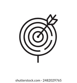 Target black icon goal mark arrow hit outline background design.