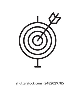 Target black icon goal mark arrow hit outline background design.