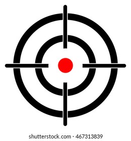 Target - black isolated cross hair target with red center, vector illustration.