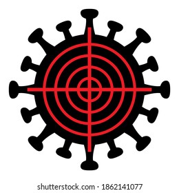 Ziel, Schwarz-Rot-Symbol auf weißem Hintergrund, Symbol covid-19,Vektorgrafik