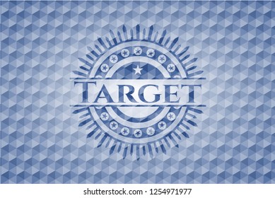 Target blue badge with geometric pattern background.