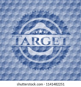 Target blue emblem with geometric background.