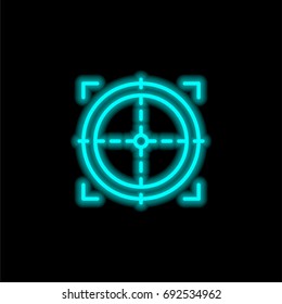 target blue glowing neon ui ux icon. Glowing sign logo vector