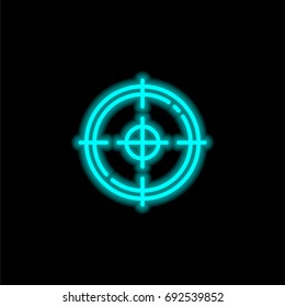 Target blue glowing neon ui ux icon. Glowing sign logo vector