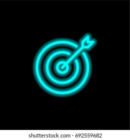 Target blue glowing neon ui ux icon. Glowing sign logo vector