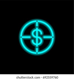 Target blue glowing neon ui ux icon. Glowing sign logo vector
