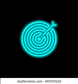 Target blue glowing neon ui ux icon. Glowing sign logo vector