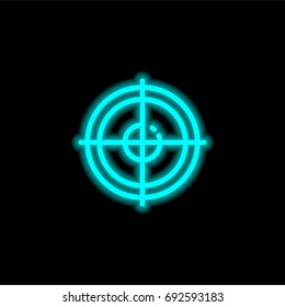Target blue glowing neon ui ux icon. Glowing sign logo vector